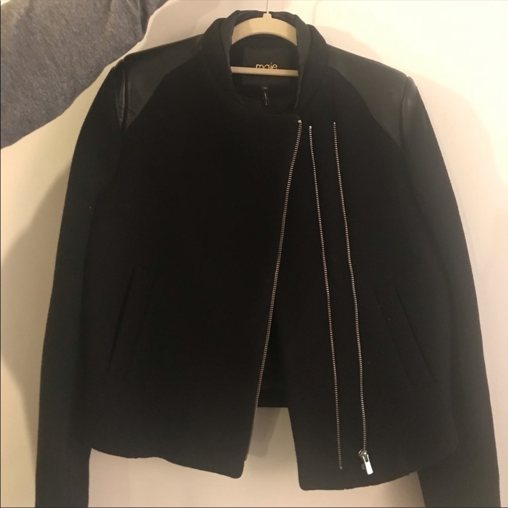 Maje Women’s Black Moto Jacket NWT 38